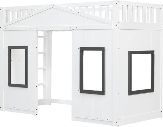 Lit mezzanine Sweiko - 90 x 200 cm - Protection contre les chutes - Pin et MDF - Wit