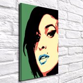 Pop Art Amy Winehouse Acrylglas - 100 x 70 cm op Acrylaat glas + Inox Spacers / RVS afstandhouders - Popart Wanddecoratie