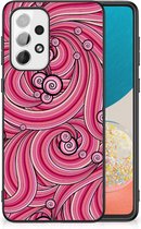 Smartphone Hoesje Geschikt voor Samsung Galaxy A73 Back Case TPU Siliconen Hoesje met Zwarte rand Swirl Pink
