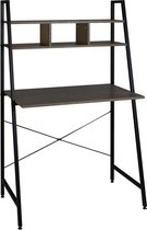 furnibella - Houten en metalen werktafel met Juli zwart en roestkleurige plank