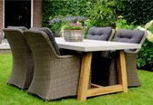 Denza Furniture Veltis/Elip dining tuinset 5-delig | betonlook & wicker | 200cm | 4 personen