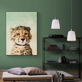 Poster Baby Cheetah - Dibond - Meerdere Afmetingen & Prijzen | Wanddecoratie - Interieur - Art - Wonen - Schilderij - Kunst