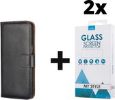 Kunstleer Bookcase Hoesje Met Pasjeshouder Samsung Galaxy S8 Plus Zwart - 2x Gratis Screen Protector - Telefoonhoesje - Smartphonehoesje