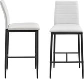 Barkruk - Set van 2 stuks - Kunstleer & staal - Afmeting (HxBxD) 96 x 43 x 47 cm - Kleur wit & zwart