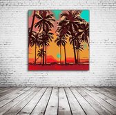 Palm Trees Art Poster in lijst - 95 x 95 cm Fotopapier Mat 180 gr Framed - Popart Wanddecoratie