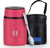 Draagbare Voedsel Thermoskan - 750ml Capaciteit - Food Jar - Thermosfles - Thermos Voor Eten - Voedselcontainer - Roze - RVS