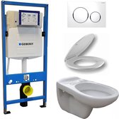Geberit UP 320 Toiletset - Inbouw WC Hangtoilet Wandcloset - Basic Glans Wit - Geberit Sigma-20 Wit