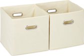 Relaxdays 2x opbergbox stof - beige - opvouwbaar - opbergmand - 30 cm - kast organizer