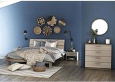 PRIJS 140x190 / 200 bedset + 2 nachtkastjes + 1 ladekast met 4 lades - decor Shannon eiken