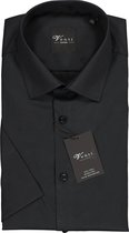 VENTI modern fit overhemd - korte mouw - zwart - Strijkvrij - Boordmaat: 41