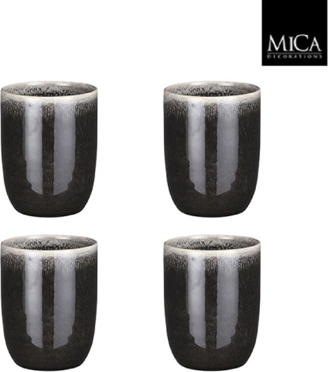 Goedkoopste Mica Decorations Tabo Beker 10 x 7.5 cm - Zwart - 4 stuks