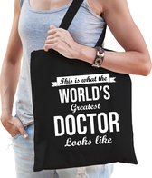 Worlds greatest doctor cadeau tas zwart voor volwassenen - Cadeau tas verjaardag dokter/arts