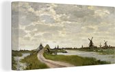 Canvas Schilderij Windmills at Haaldersbroek, Zaandam - Schilderij van Claude Monet - 40x20 cm - Wanddecoratie