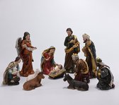 Kerststal - 30 Cm Kerstfiguren - 11 Beeldjes - Kerstdecoratie - Maria - Jesus - Joseph - Wijze Mannen - Dieren - Bijbel - Polystone