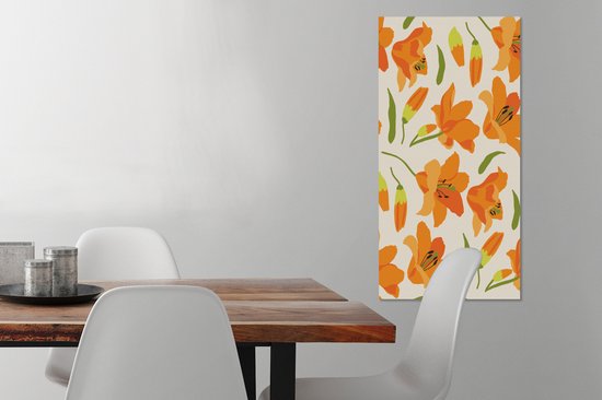 Canvas Schilderij Bloemen - Lelie - Patronen - 40x80 cm - Wanddecoratie