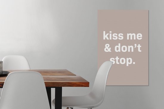 Peinture sur toile Saint-Valentin - Kiss -moi et ne t'arrête pas - Citations - Dictons - 60x90 cm - Décoration murale