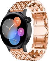 Stalen Smartwatch bandje - Geschikt voor  Huawei Watch GT 3 42mm stalen draak band - Rosé goud - 42mm - Strap-it Horlogeband / Polsband / Armband