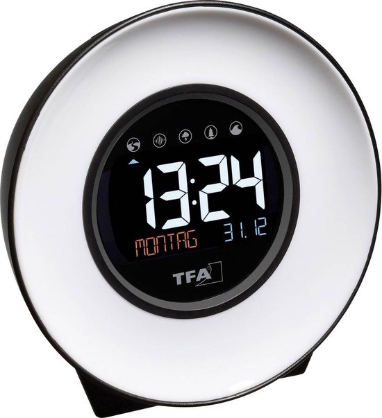 TFA Dostmann Radio Controlled Digital Alarm Clock, 60.2543.02, Black, L 132 X B 64 X H 80 Mm - View #6