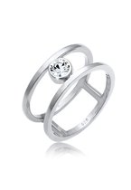 Elli PREMIUM Dames Ring Dames Dubbele Ring Solitaire Stralend met Kristallen in 925 Sterling Zilver