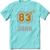 83 Jaar Feest T-Shirt | Goud - Zilver | Grappig Verjaardag Cadeau Shirt | Dames - Heren - Unisex | Tshirt Kleding Kado | - Licht Blauw - XL