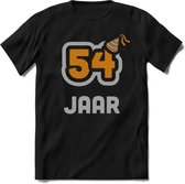 54 Jaar Feest T-Shirt | Goud - Zilver | Grappig Verjaardag Cadeau Shirt | Dames - Heren - Unisex | Tshirt Kleding Kado | - Zwart - XL