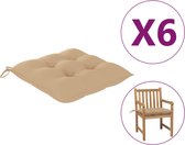 vidaXL Stoelkussens 6 st 50x50x7 cm stof beige