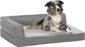 Hondenbed ergonomisch linnen-look 60x42 cm fleece grijs