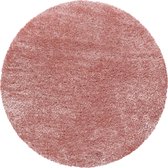 Rond Hoogpolig tapijt met fijne haartjes in de kleur roze