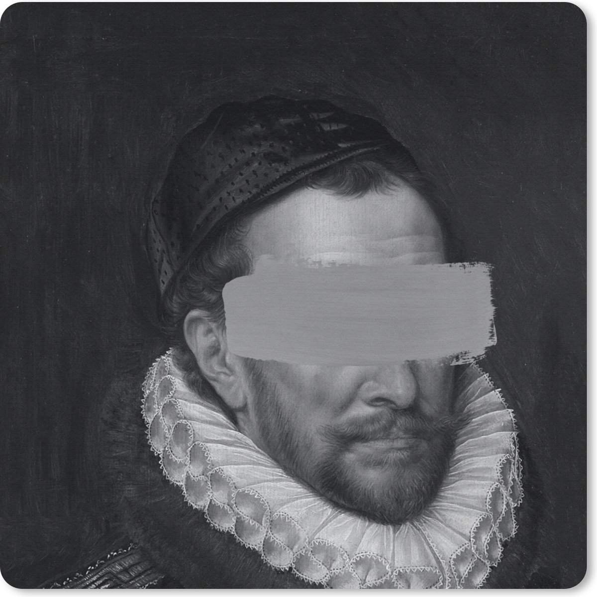 Muismat 20x20 cm - Mousepad Portret van Willem I - Adriaen Thomasz - Zwart - Wit - Muismatten