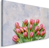 Schilderij - Boeket roze tulpen, premium print