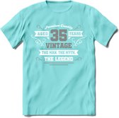 35 Jaar Legend T-Shirt | Zilver - Wit | Grappig Verjaardag en Feest Cadeau | Dames - Heren - Unisex | Kleding Kado | - Licht Blauw - M