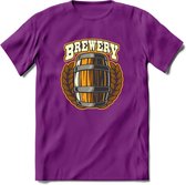 Beer Barrel T-Shirt | Bier Kleding | Feest | Drank | Grappig Verjaardag Cadeau | - Paars - XL