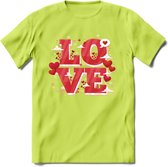 Love - Valentijn T-Shirt | Grappig Valentijnsdag Cadeautje voor Hem en Haar | Dames - Heren - Unisex | Kleding Cadeau | - Groen - 3XL