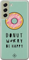 Samsung S21 FE hoesje siliconen - Donut worry | Samsung Galaxy S21 FE case | mint | TPU backcover transparant