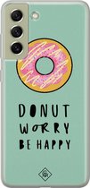 Casimoda® hoesje - Geschikt voor Samsung S21 FE - Donut Worry - Backcover - Siliconen/TPU - Mint