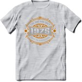 1975 The One And Only T-Shirt | Goud - Zilver | Grappig Verjaardag  En  Feest Cadeau | Dames - Heren | - Licht Grijs - Gemaleerd - XL