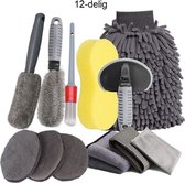 Kit de lavage de voiture - 12 pièces - Kit de lavage - Kit de nettoyage de voiture - Brosse de lavage - Chiffon en microfibre/Chiffon sec - Lessive/ Nettoyage / Nettoyage - Kit de lavage