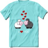 I Love You - Valentijn T-Shirt | Grappig Valentijnsdag Cadeautje voor Hem en Haar | Dames - Heren - Unisex | Kleding Cadeau | - Licht Blauw - XXL