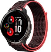 Strap-it Garmin Venu 2 Plus nylon band - zwart/rood