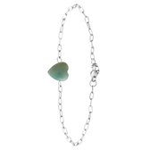 Lucardi - Dames Armband met hart groene aventurijn - Staal - Armband - Cadeau - 20 cm - Zilverkleurig