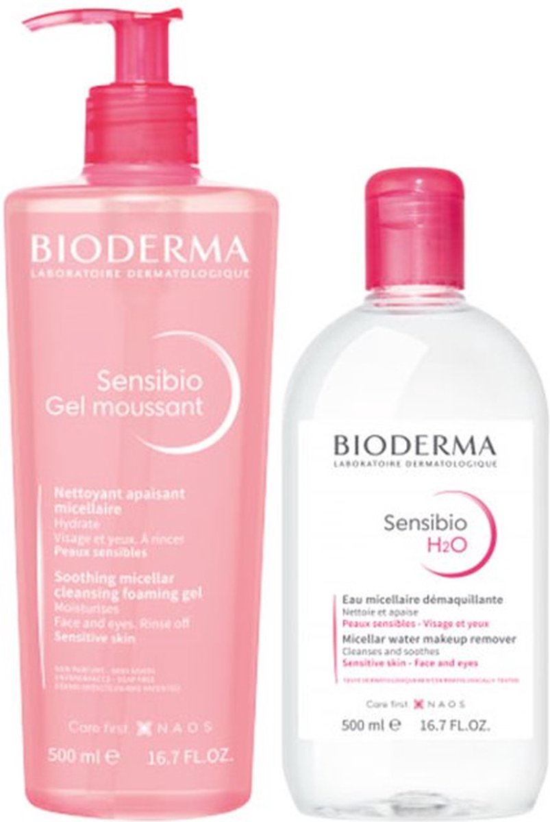 Bioderma Sensibio H2o Sensitive Skin Cleanser 500ml Bioderma Sensibio Cleansing Gel 500ml Set 2 Pieces