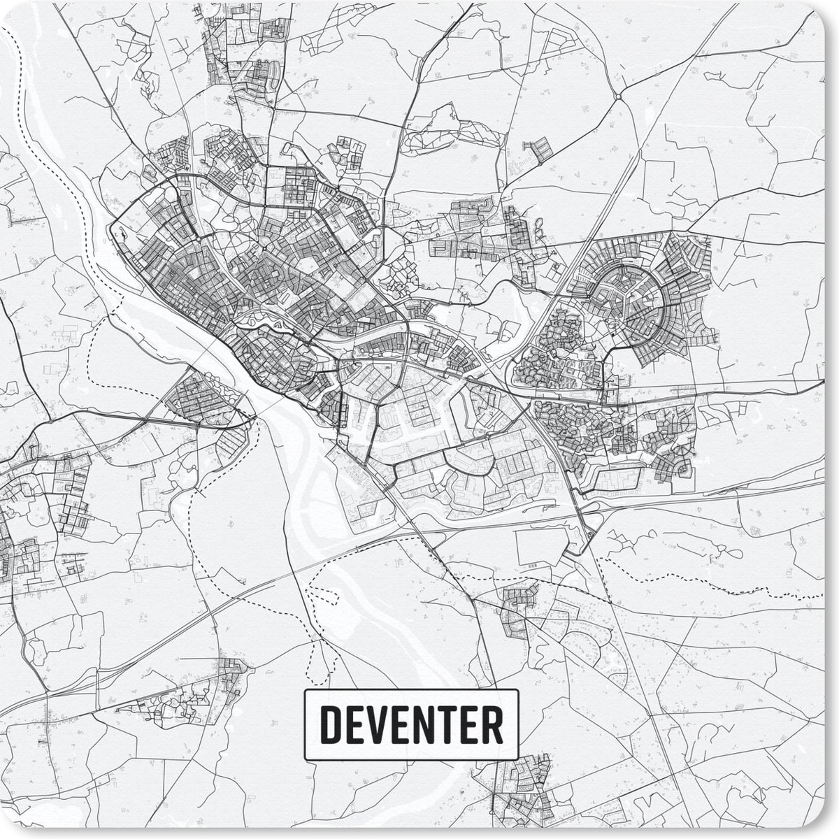Muismat 30x30 cm - Mousepad Stadskaart Deventer - Muismatten