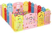 Speelbox -Kinderbox - Babybox- Boxen-Speelpen - Ballenbak - Grondbox - Kruipbox - voor Peuter en kind - Afscherming - met zuignappen - 240x 200 x 58cm - 18 hekjes - 1 poort met slo