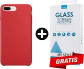 Siliconen Backcover Hoesje iPhone 6 Plus/6s Plus Rood - Gratis Screen Protector - Telefoonhoesje - Smartphonehoesje