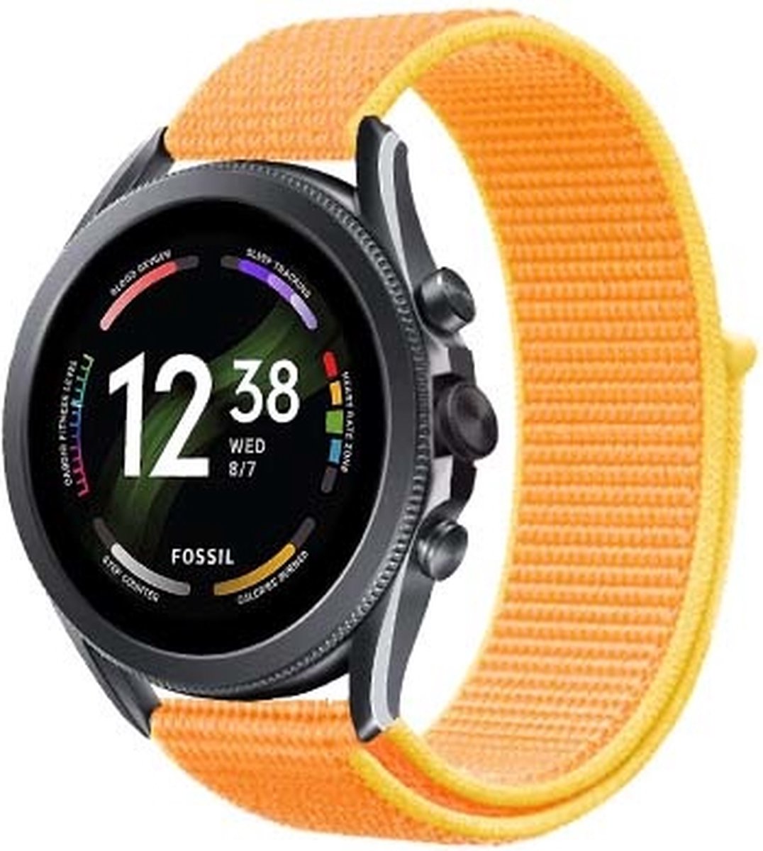 Strap-it Nylon smartwatch bandje - geschikt voor Fossil Gen 6 44mm / Gen 5 / Gen 5e 44mm - lichtgeel