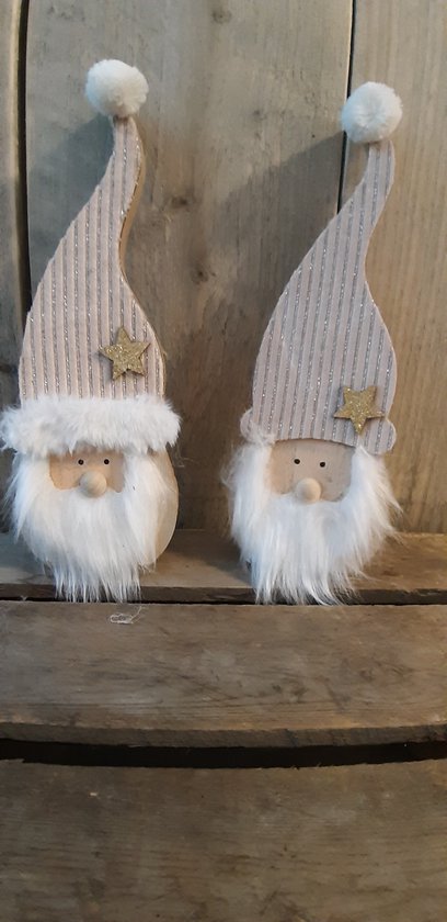 Kerstkabouters - Kerstkabouter - Gnome - Set van 2 - Hout - Glitters