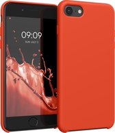 kwmobile telefoonhoesje voor Apple iPhone SE (2022) / iPhone SE (2020) / iPhone 8 / iPhone 7 - Hoesje met siliconen coating - Smartphone case in tomaatrood