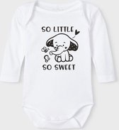 Baby Rompertje met tekst 'So little, so sweet' | Lange mouw l | wit zwart | maat 62/68 | cadeau | Kraamcadeau | Kraamkado