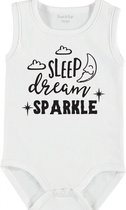 Baby Rompertje met tekst 'Sleep, dream, sparkle' | mouwloos l | wit zwart | maat 62/68 | cadeau | Kraamcadeau | Kraamkado