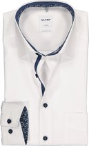 OLYMP Luxor comfort fit overhemd - wit poplin (contrast) - Strijkvrij - Boordmaat: 47